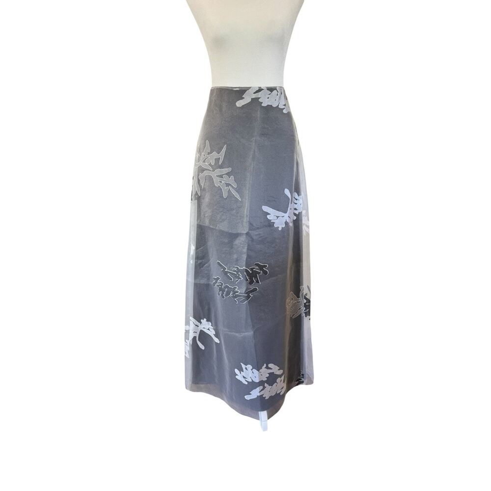 Vintage Alan Del Rosario Vintage Organza Evening Skirt Floral Sheer Bustle Sz 8